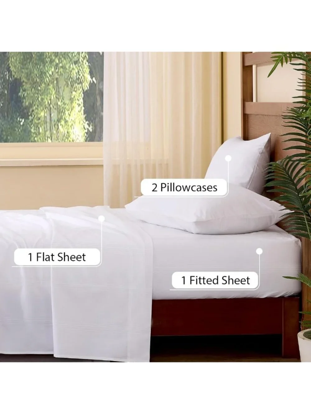 Soft Cotton Queen Sheet Set - 4 Piece Luxury Bedding, Breathable & Deep Pocket
